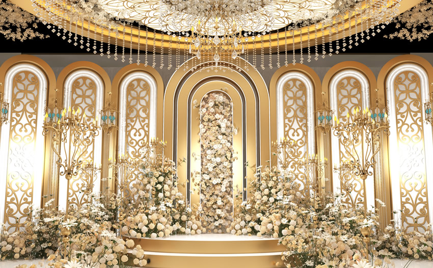 北镇香槟色调婚礼堂效果展示